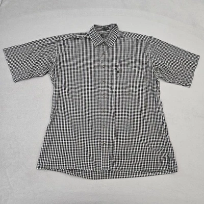 Camisa deportiva Knights para hombre XLT Negro Blanco Cuadros Botones Manga corta Foto 1 de 4