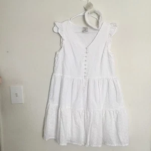 Mini Vestido Joie Blanco Ojales Manga Acampanada 100% Algodón Talla M Pascua  - Imagen 1 de 10