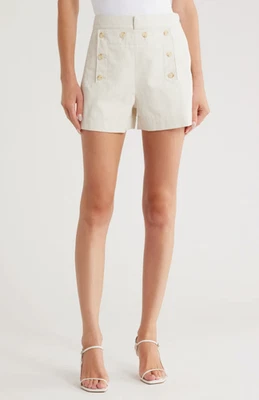 NUEVO A.L.C. Pantalones Cortos Marineros Lucas Chalk Mezcla Algodón Lino Talla 4 Nuevos con Etiquetas $425 Foto 1 de 4