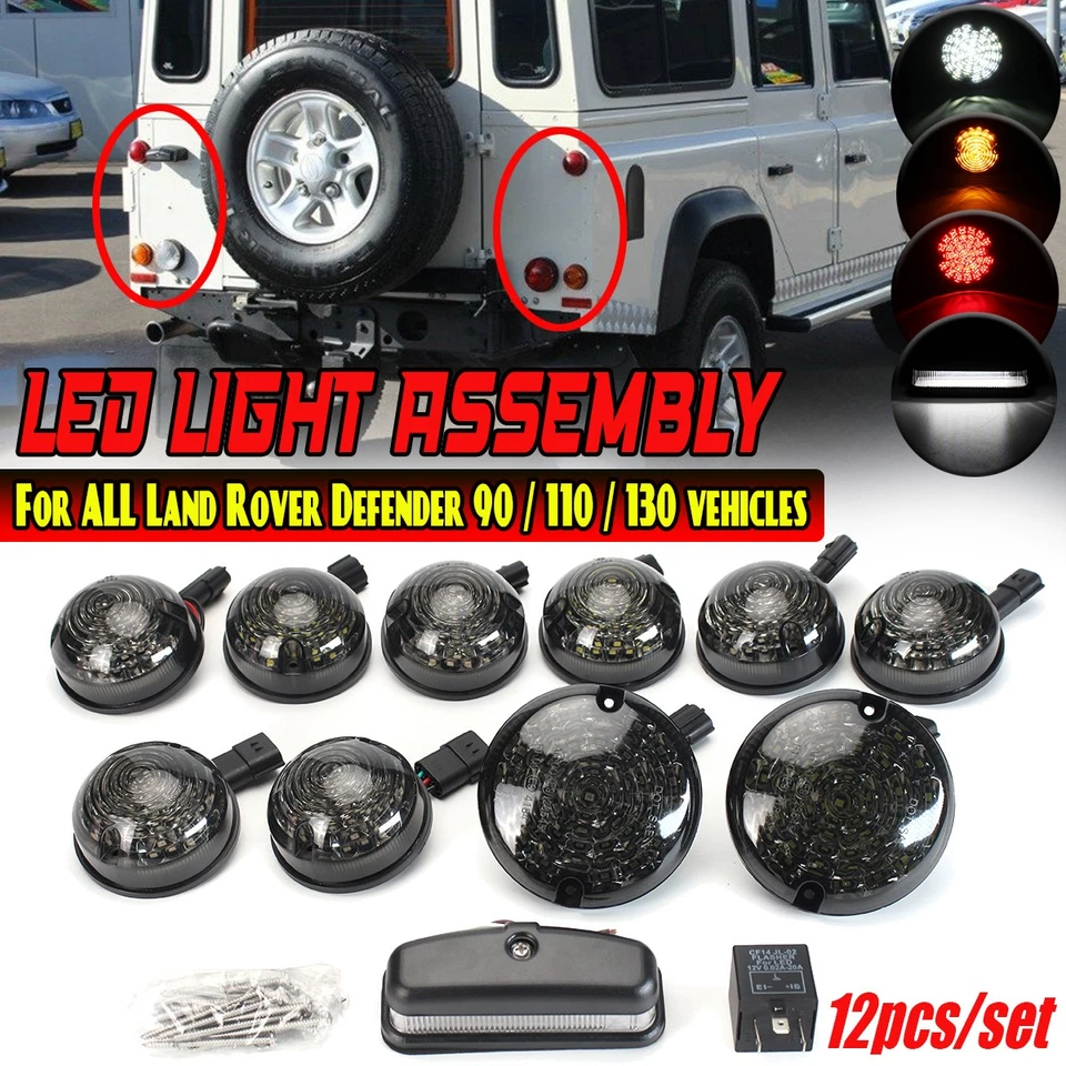 SET PER LAND ROVER DEFENDER 90 | 110 | 130 LED LUCE POSTERIORE ANTERIORE LATO - Immagine 1 di 4