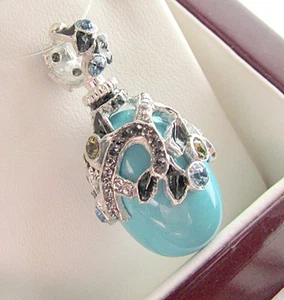 SALE ! OUTSTANDING PENDANT HANDMADE OF STERLING SILVER 925 w/ GENUINE TURQUOISE - Picture 1 of 1