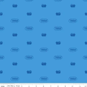 All Aboard with Thomas & Friends Silhouette Blue Cotton Fabric - Picture 1 of 2
