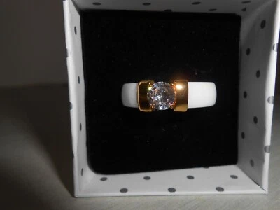 Neuve Bague Ceramique Blanche T 66 - Photo 1/4