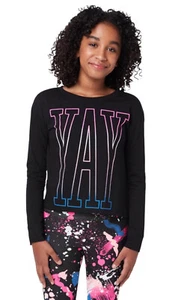 Justice Girls Top Black Pullover Long Sleeves Colorful Graphic Size 12/14 - Picture 1 of 10