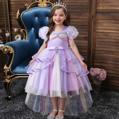 Flower Girls Lace Princess Wedding Bridesmaid Long Dress Kids Banquet Party Gown - Image 1 of 4