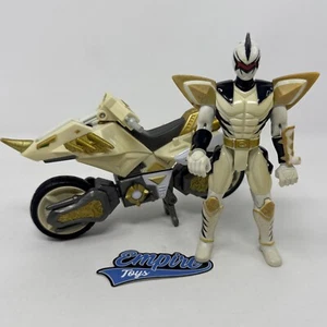 White Dino Thunder Raptor Cycle Bike Power Rangers 2003 Bandai w/ Ranger - Picture 1 of 6