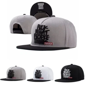 Men Women Baseball Cap Snapback Flat Peak Letter Embroidery Hip Hop Hat - Picture 1 of 11
