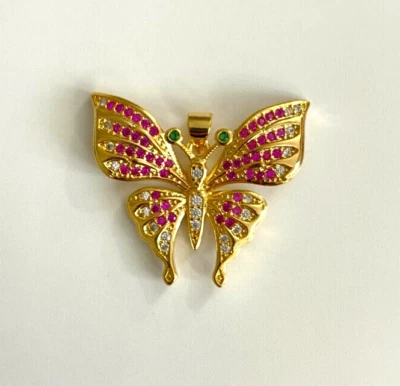 Colgante de circonita cúbica mariposa relleno de oro de 18 quilates / dije mariposa relleno de oro de 18 quilates - P139 Foto 1 de 3