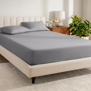 Bare Home Organic Cotton Percale Fitted Bottom Sheet - 260 Thread Count - Picture 1 of 128