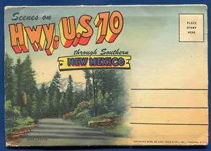 Hwy US 70 Southern New Mexico linen unposted postcard folder - Picture 1 of 2