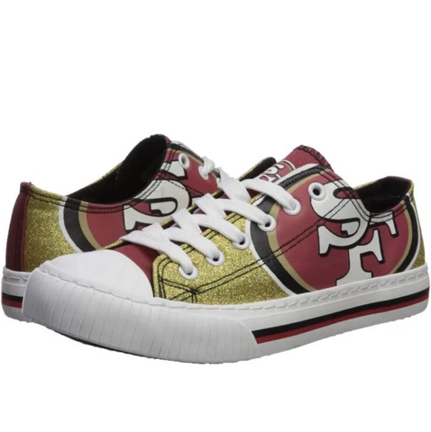 San Francisco 49ers Glitter Low Top Canvas Sneakers Shoes Size 7 Cover