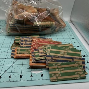 Empty Flat Paper Coin Roll Wrappers Quarters Nickels Dimes Pennies Mixed Lot - Picture 1 of 4