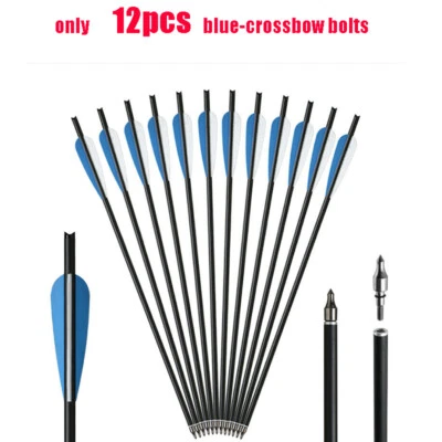 12pcs 20" Crossbow Bolts Carbon Arrows /12pc Hunting Broadheads 100 grain Target - Image 1 of 4