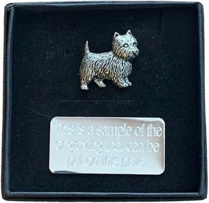 Personalised Gift Box & Hand Made Westie Dog (D1) Pewter Pin Badge - Picture 1 of 8