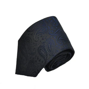Men's dark navy paisley patterned  neck tie - Picture 1 of 12