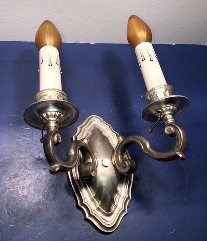 Wired Single Sconce heavy high quality antique pewter double light 77C Cover