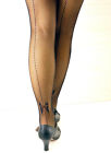 Black Fishnet Seamed Tights With Bow Design S/m - M/L