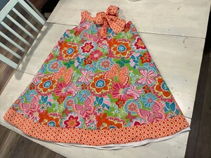 Counting Daisies Floral & Butterflies Sleeveless Dress Lined W/ Bow Size 14 - Picture 1 of 16