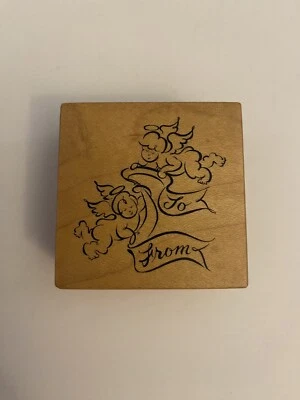 Sello de goma montado en madera PSX E-2731 ángeles hacia y desde usado en excelente estado RS7 Foto 1 de 4