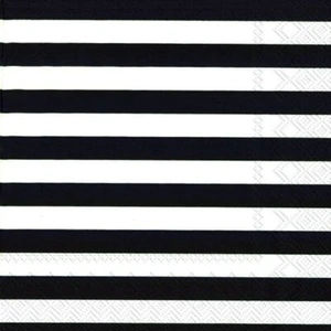 Marimekko TASARAITA black white stripe luxury napkins paper napkins new 20 pack - Picture 1 of 1