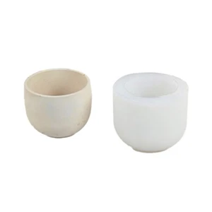 Round Gypsum Silicone Mold Succulents Concrete Flower Pot Vase Cement Molds - Picture 1 of 8