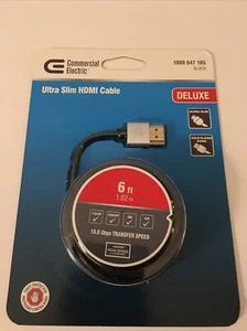 Commercial Electric Ultra Slim HDMI Cable 6ft 18.0 gbps transfer speed 1080p 4K - Picture 1 of 4