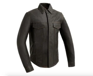 First Manufacturing Men's Motorcycle Leather Shirt, Maduro - FIM406CH - Picture 1 of 4