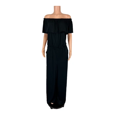 Haute Hippie Women's Petite Tribe Jumpsuit with Front Ruffle Black P3X Size - Image 1 of 2