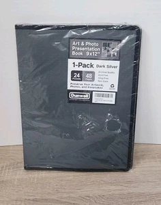 Dunwell 9" x 12" Art & Photo Presentation Book 1 Pack Dark Silver - 24 Pockets - Picture 1 of 4