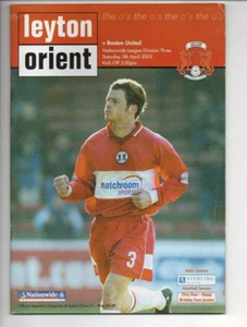 Leyton Orient v Boston United 2002/03 Division 3 plus ticket - Picture 1 of 2