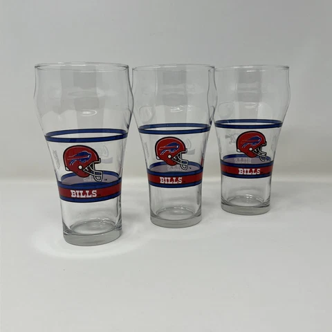 Vintage Coca Cola NFL Buffalo Bills 16 Oz Collectible Glass Set Of 3 VTG 90s NFL Cover