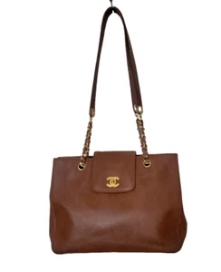 CHANEL Caviar Chain Brown Leather Women Tote 4653521 - Picture 1 of 19