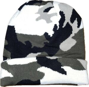 Camo Camouflage Stocking Cap Beanie Hat Hunting Hunter Military Urban Grey Toque