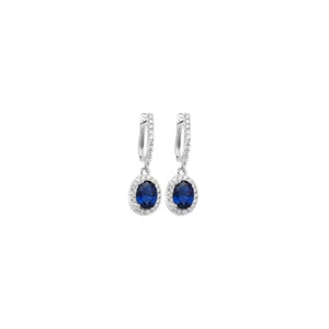 Zafiro Pendientes Plata Maciza de Ley 925 Contraste Nuevo en Caja - Imagen 1 de 3