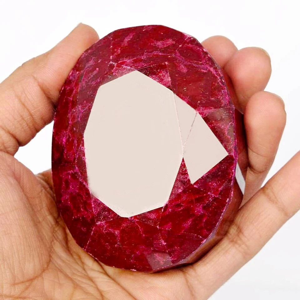 EGL CERTIFIED 1200 CT Genuine Huge Red Ruby Oval Faceted Cut Loose Gemstone - Image 1 of 4
