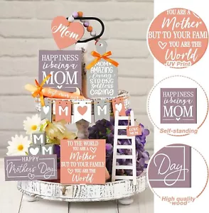 15-Pc Mother’s Day Tiered Tray Decor – Wooden Signs & Bead Garland - Picture 1 of 6