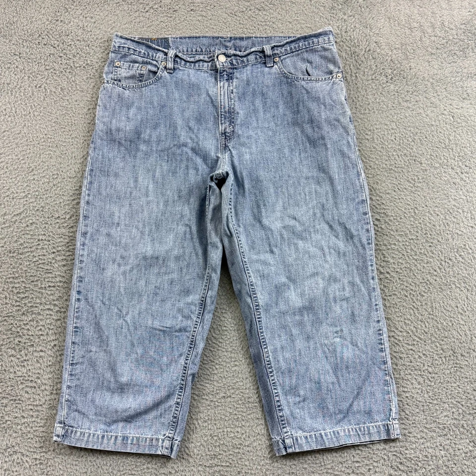 Vintage Levis Jeans Womens 16 Blue 577 Mid Rise Loose USA 90s Capri Baggy Skate - Image 1 of 4