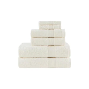 Organic 6-Piece Ivory Cotton Bath Towel Set - Picture 1 of 12