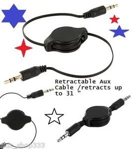Distribuidores Lote de (5) Cable de Audio Estéreo Retráctil AUX AUXILIAR 3.5mm Macho a M - Imagen 1 de 3