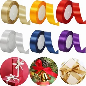 Satin Polyester Ribbon 6 Rolls 1" Solid Color Decorative for Christmas Gift DIY - Picture 1 of 7