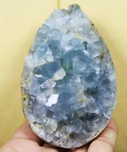 1.63lb Rare Top Grade Gorgeous Sky Blue Celestite Egg Geode Rough Reiki Crystal - Picture 1 of 10