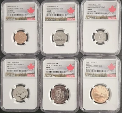 First Place @ NGC 1994 Canada Uncirculated Set Issue 6 Coins NGC - Image 1 of 3