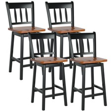 Costway Set of 4 Swivel Bar Stools 24.5" Counter Height Dining Bar Chairs Black