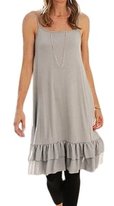 NWT MATILDA JANE Dress Gray Ruffle Strappy Casual Beach Coastal Lagenlook XL - Picture 1 of 6