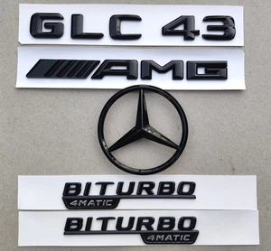 Gloss Black Rear Badges Emblems For Mercedes GLC 43 W253 X253 SUV Estate 2015-22 - Picture 1 of 7