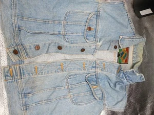 Vintage Structure Jeans Wear Vest Womens XL Blue Denim Biker Retro Hippie Beaded - Picture 1 of 4