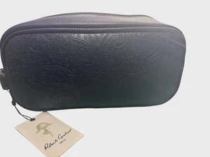 Robert Graham Mens Toiletry Bag Faux Leather Travel Shave Kit Navy $98 NEW - Picture 1 of 10