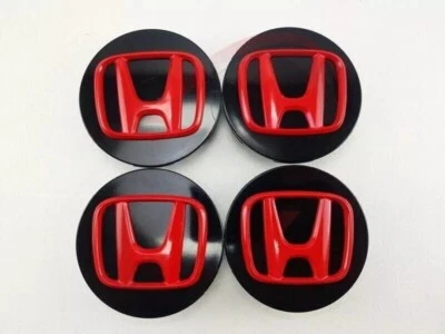 JUEGO DE 4 TAPACUBOS CENTRALES HONDA NEGRO-ROJO 69 mm/2,72 pulgadas - SE ADAPTA A LA MAYORÍA DE LOS MODELOS Foto 1 de 4