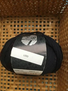 Lana Grossa LIDO Worsted wt Cotton/Nylon/Polyester yarn color 10 Black - Picture 1 of 3