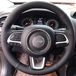 Cubierta personalizada para volante de automóvil cuero genuino suave para Jeep Renegade Compass - Imagen 1 de 6
